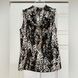 Alfani Brown Women’s Animal Print Sleeveless Cowl Neck Blouse Medium